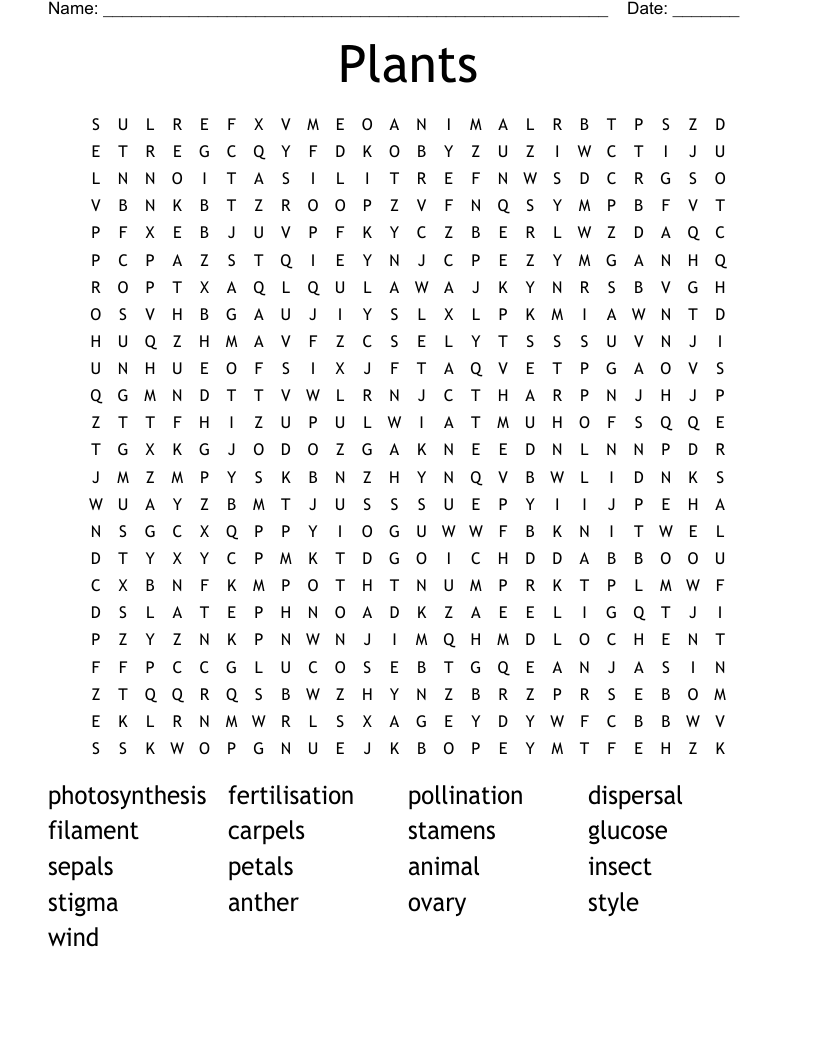 Plants Word Search
