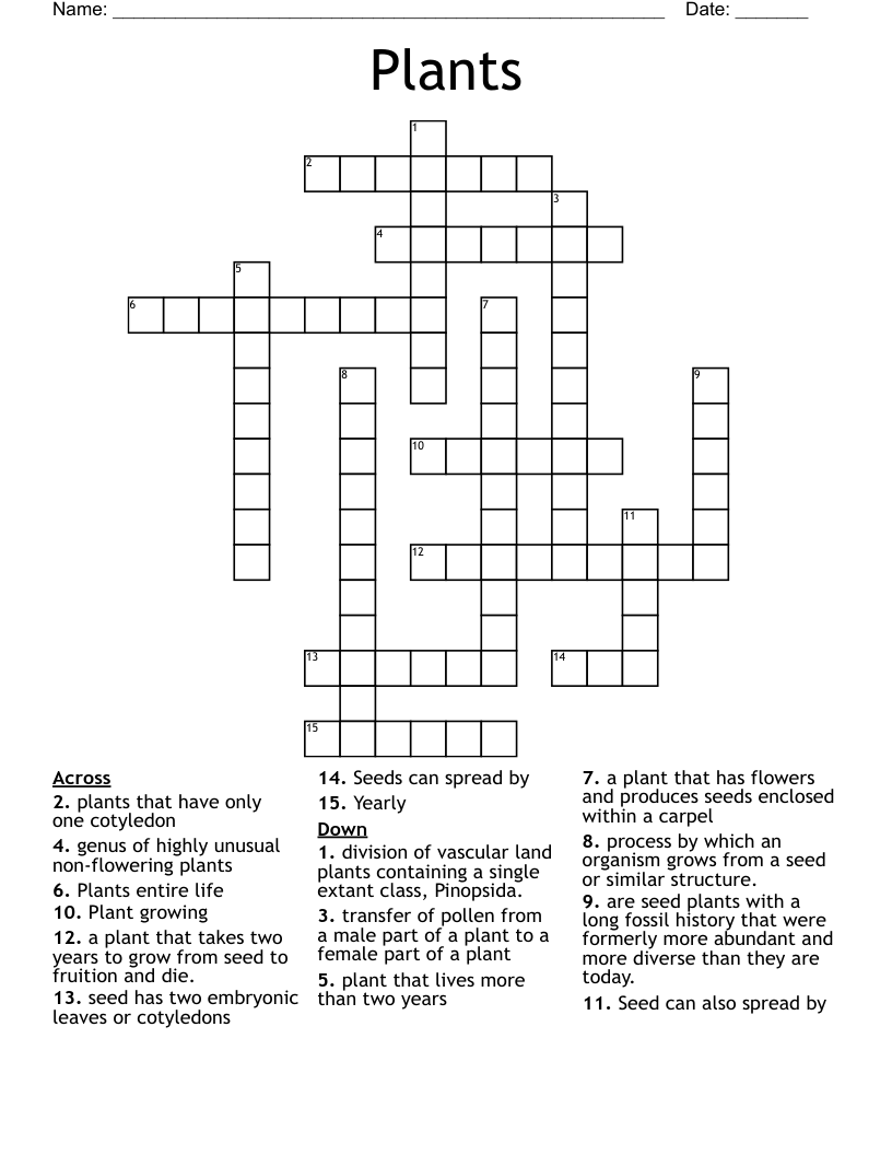 Plants Crossword