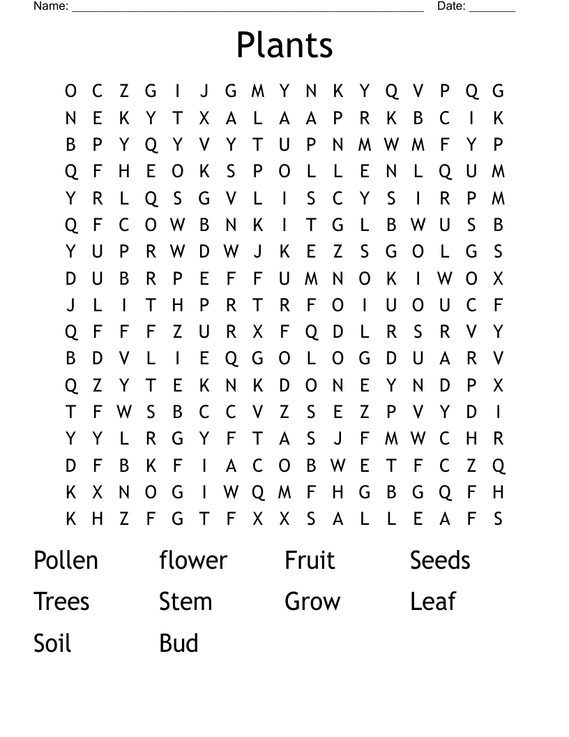 Plants Word Search