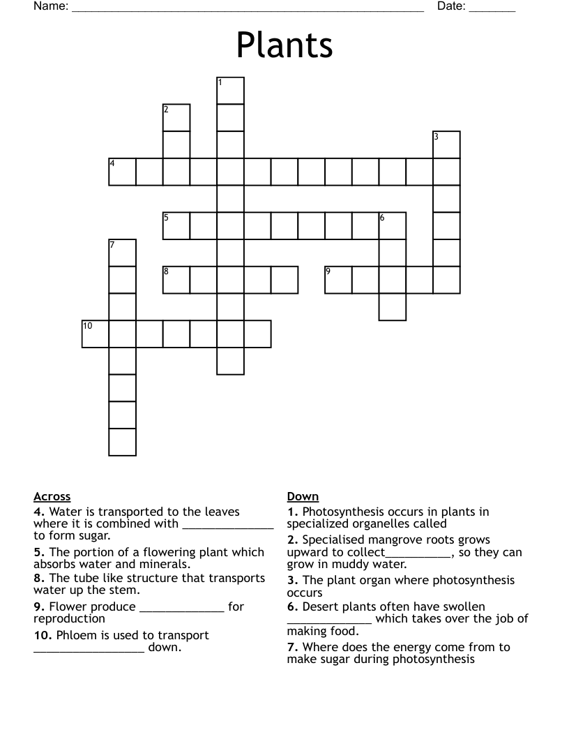 Plants Crossword