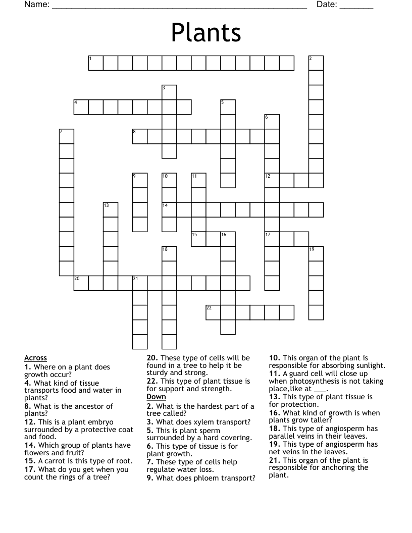 Plants Crossword
