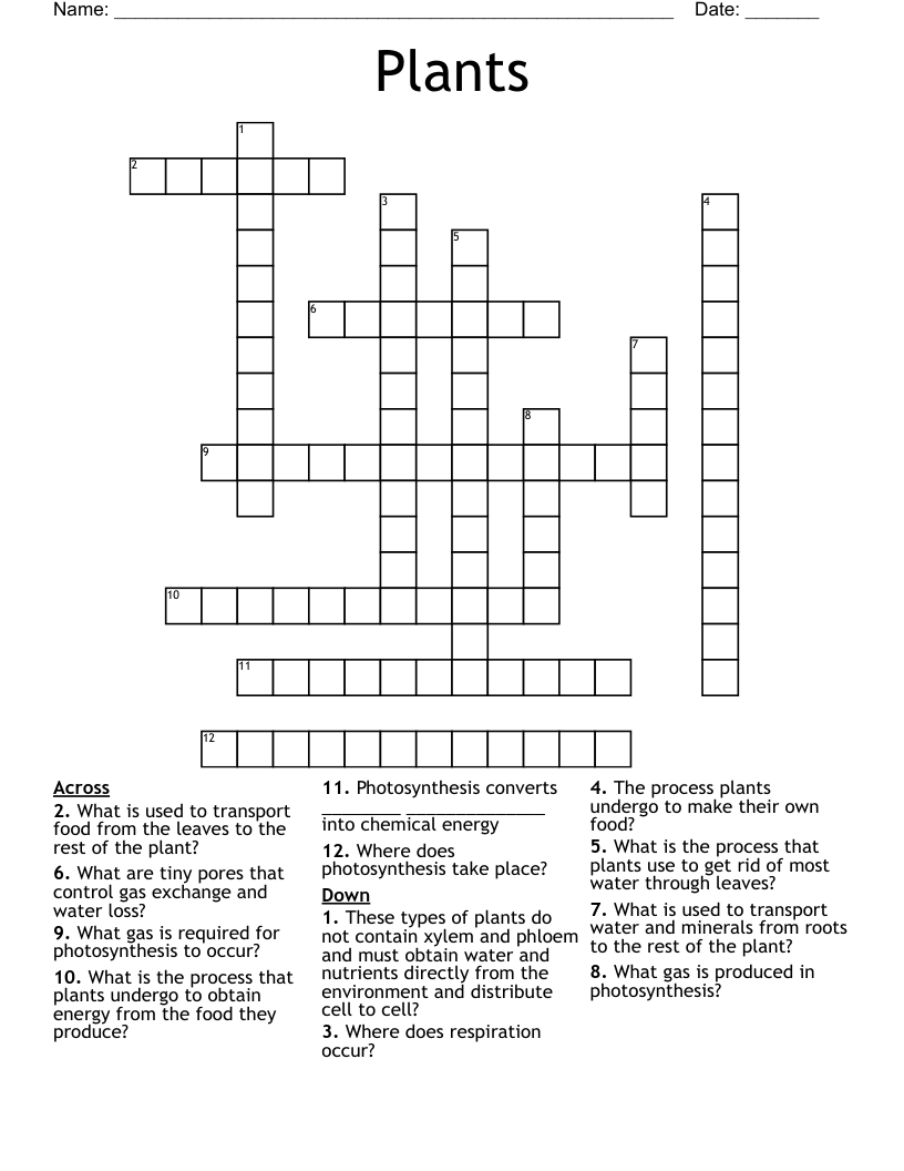 Plants Crossword