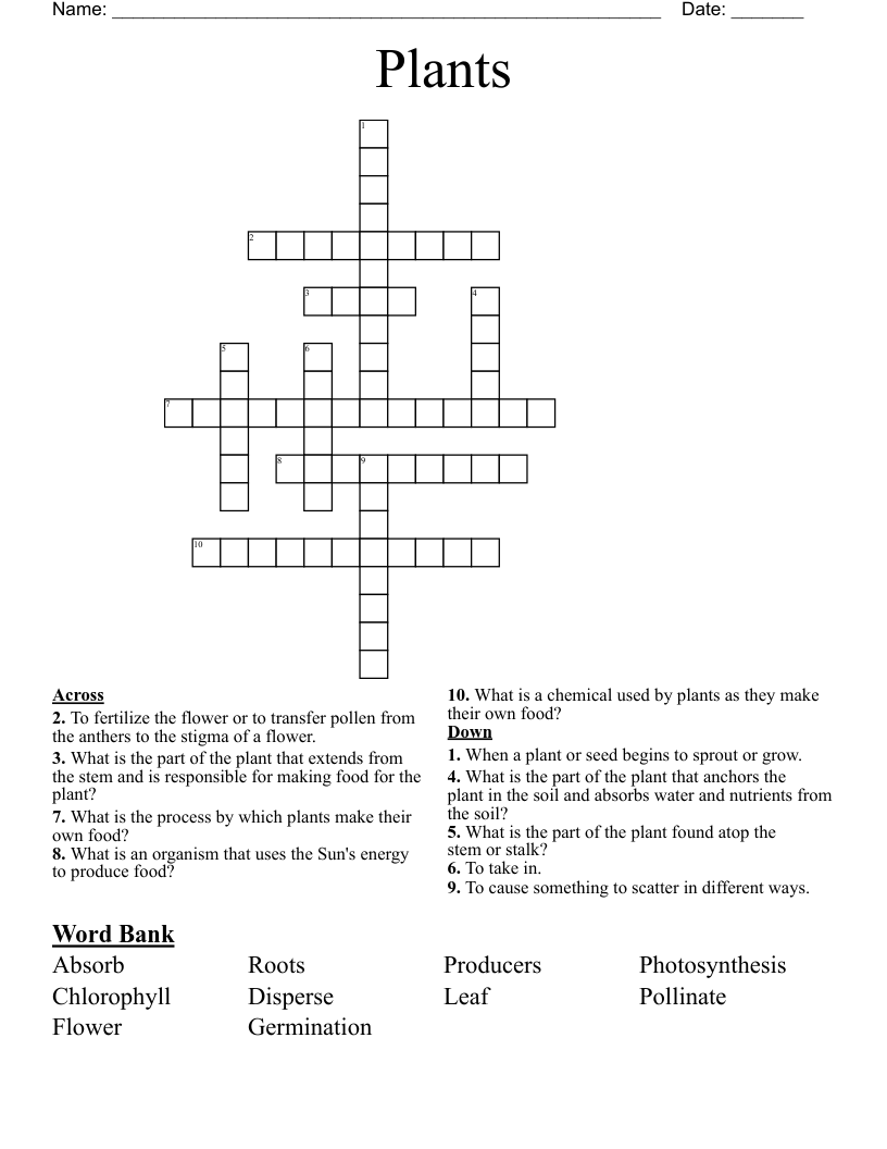 Plants Crossword
