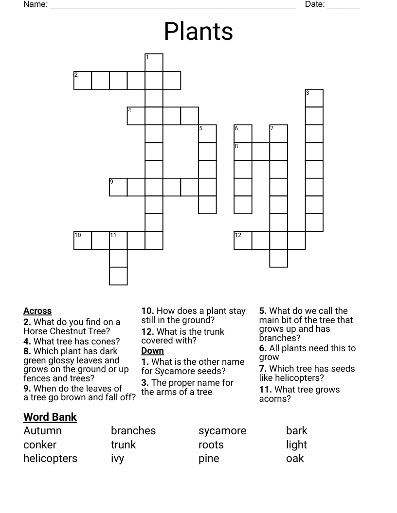Plants Crossword