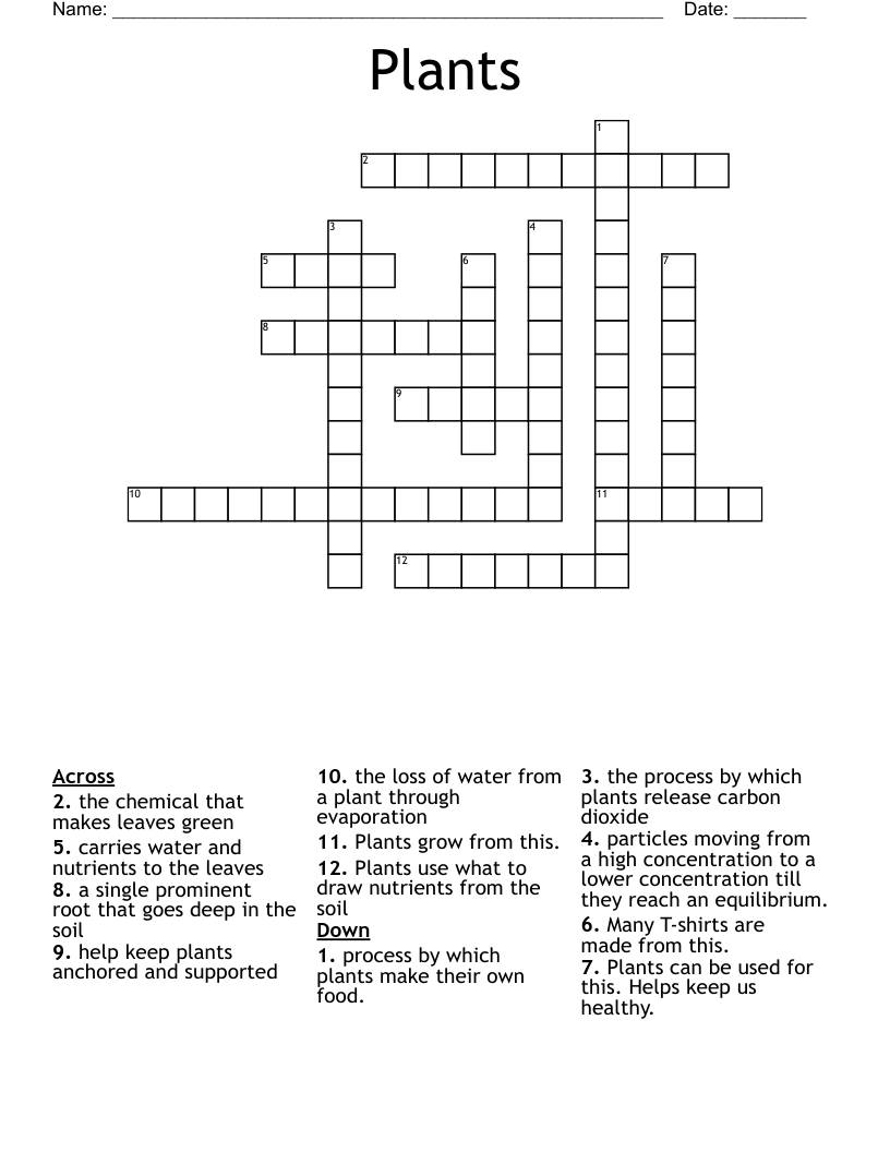 Plants Crossword
