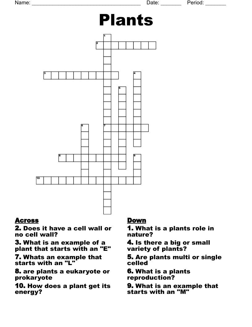 Plants Crossword