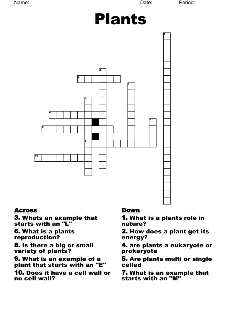 Plants Crossword