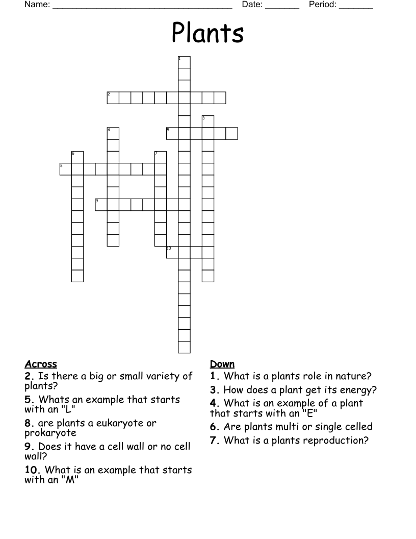 Plants Crossword