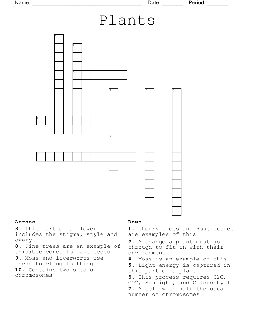 Plants Crossword