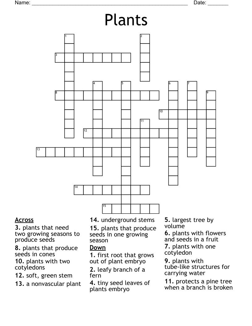Plants Crossword