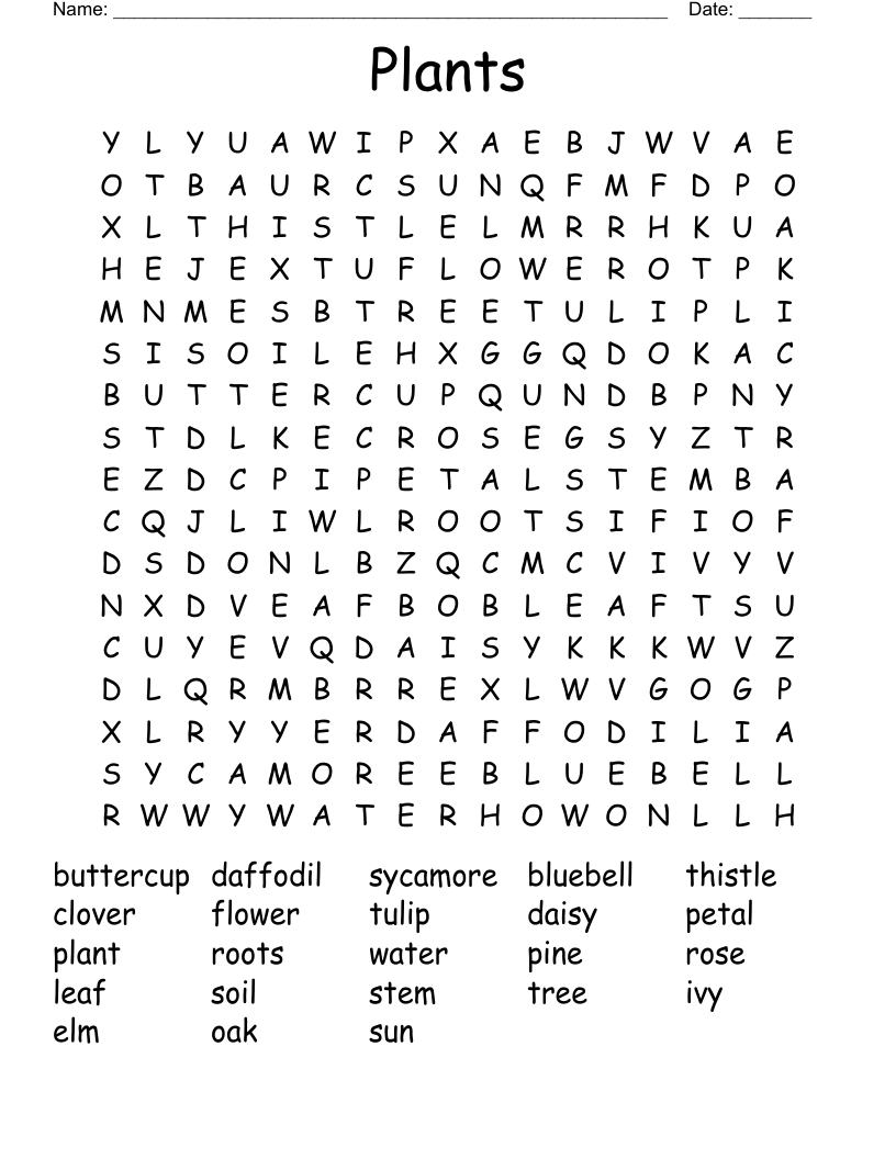 Plants Word Search