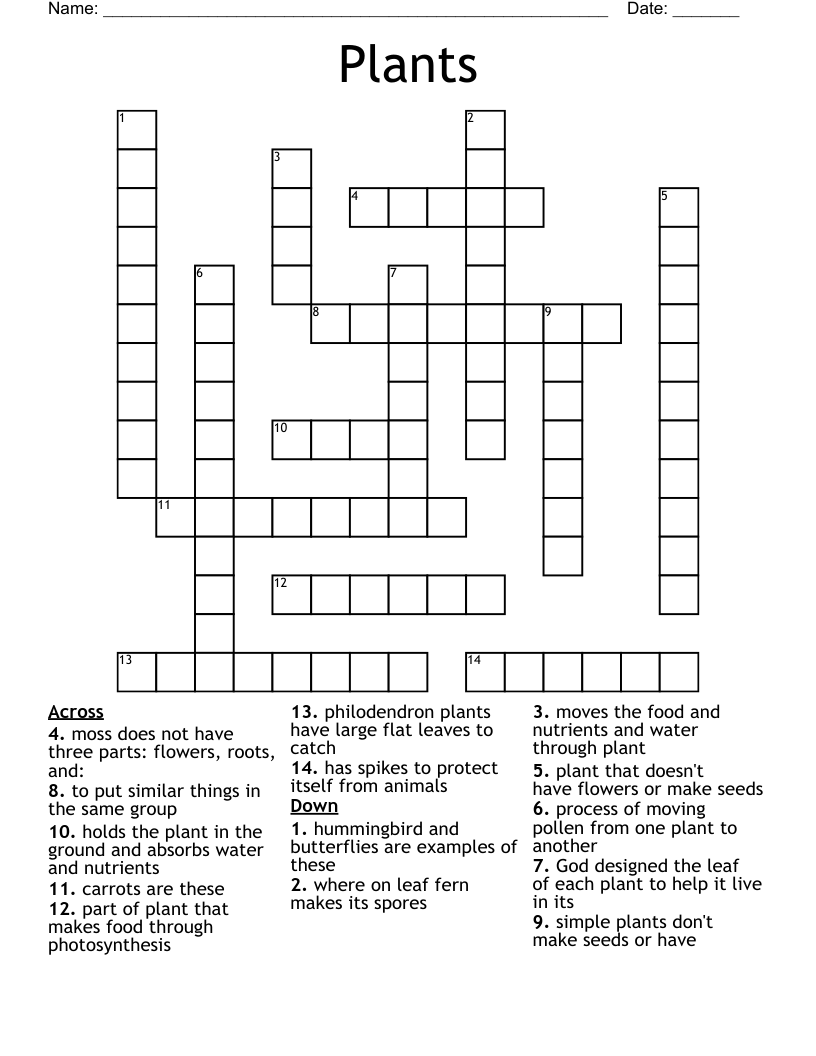 Plants Crossword