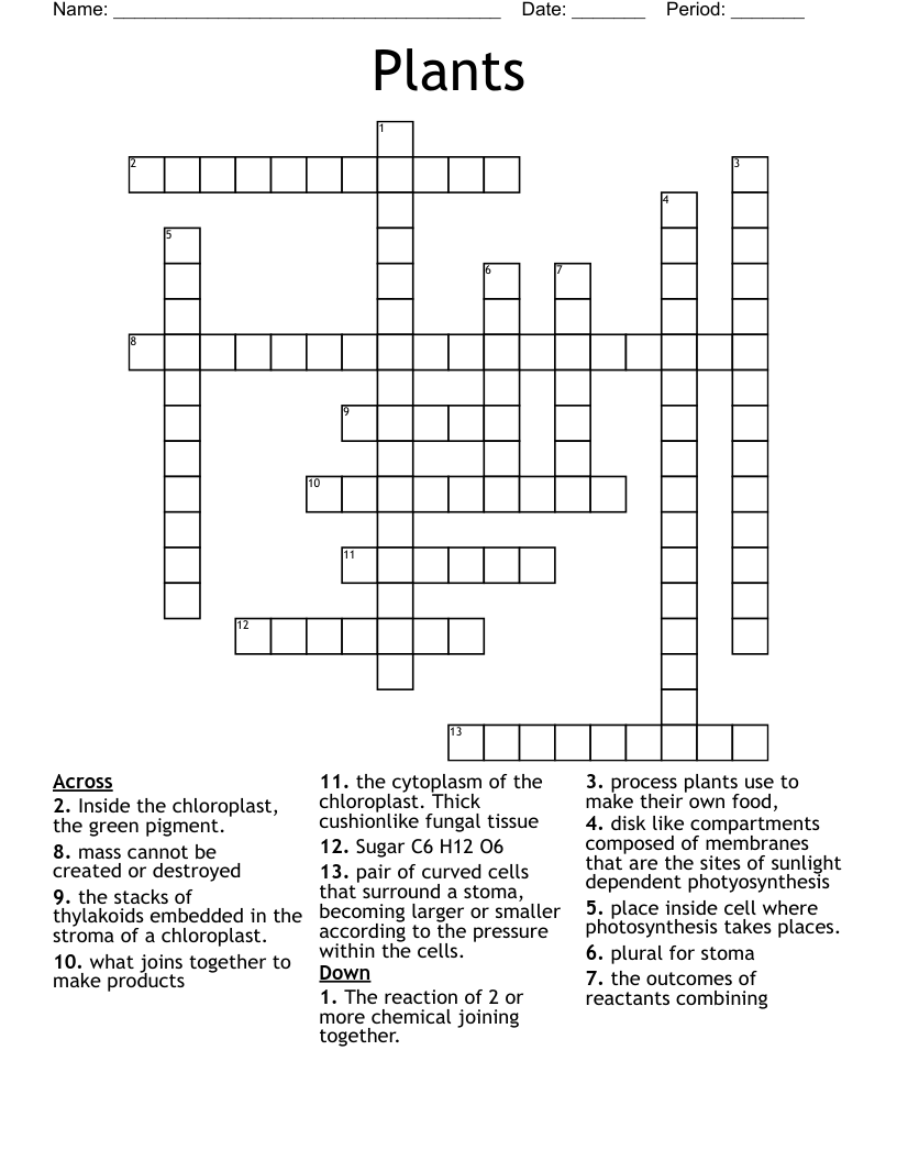 Plants Crossword