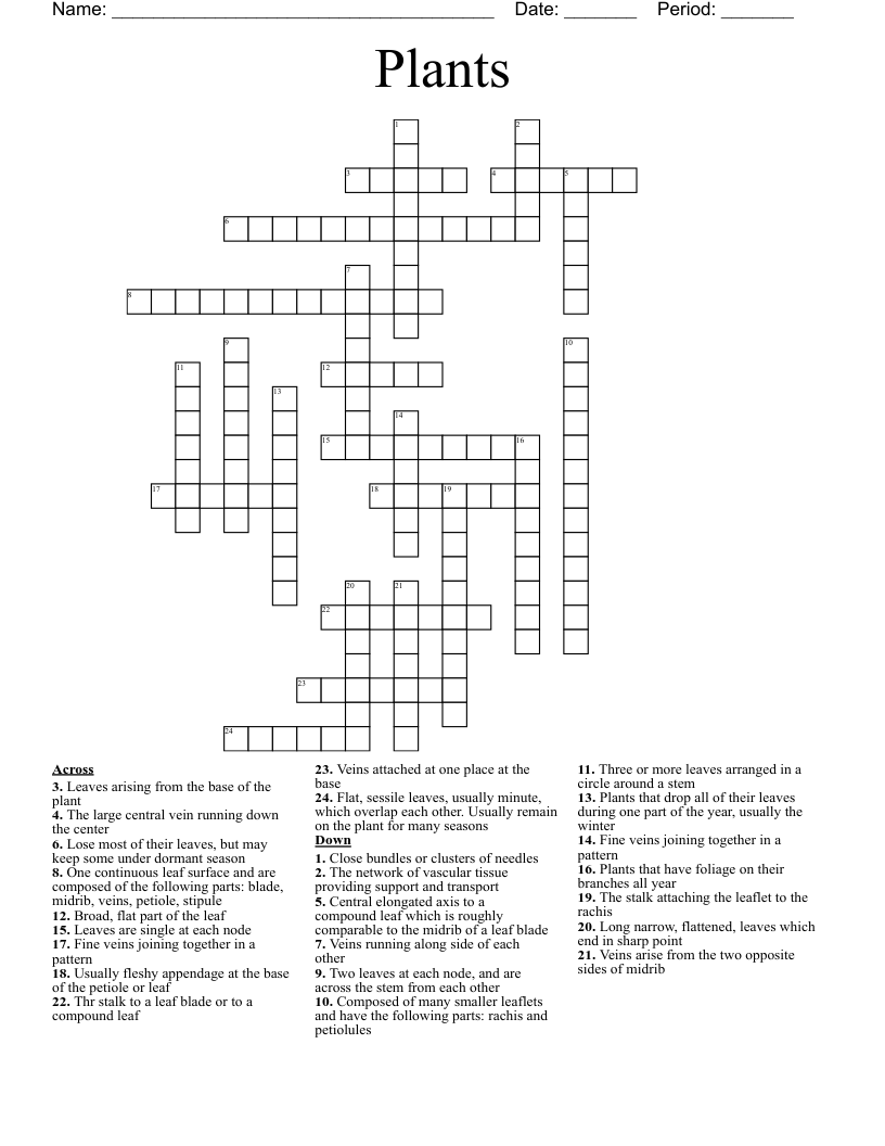 Plants  Crossword