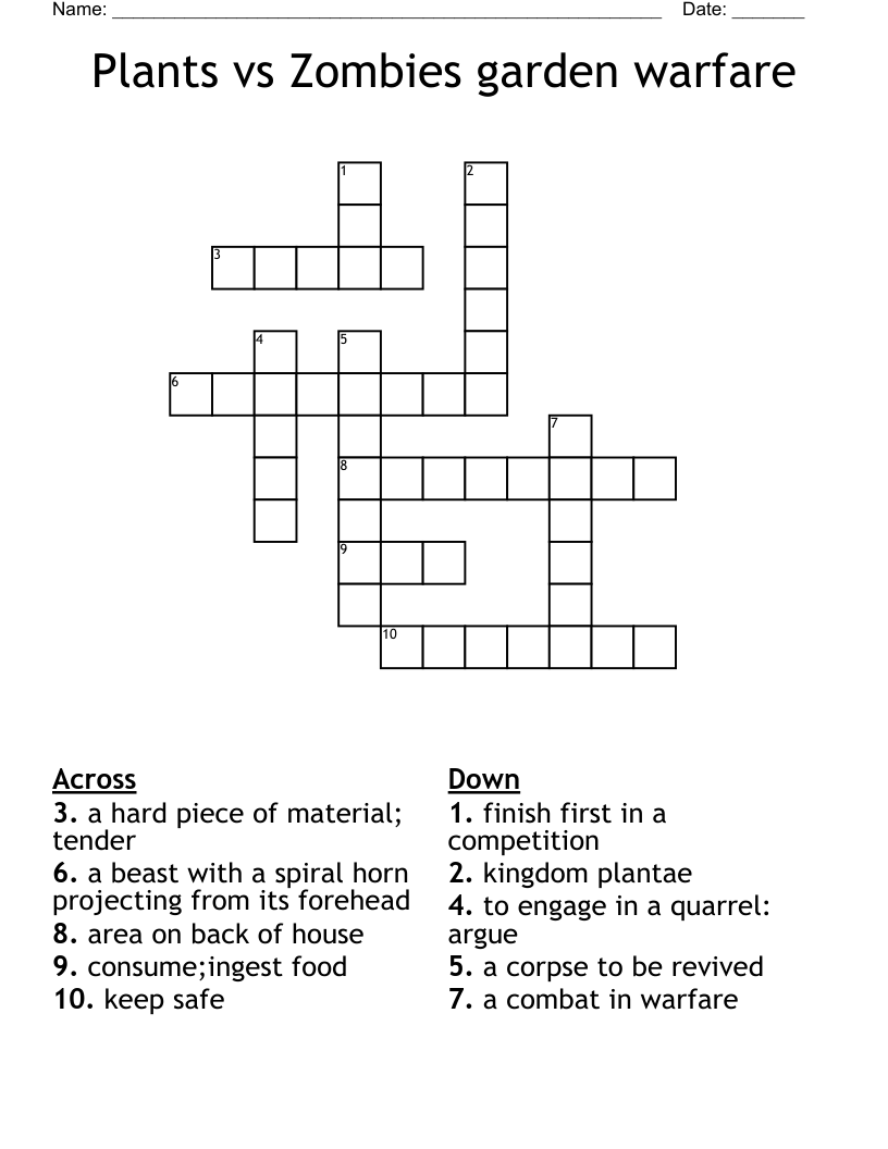 Plants vs Zombies garden warfare Crossword