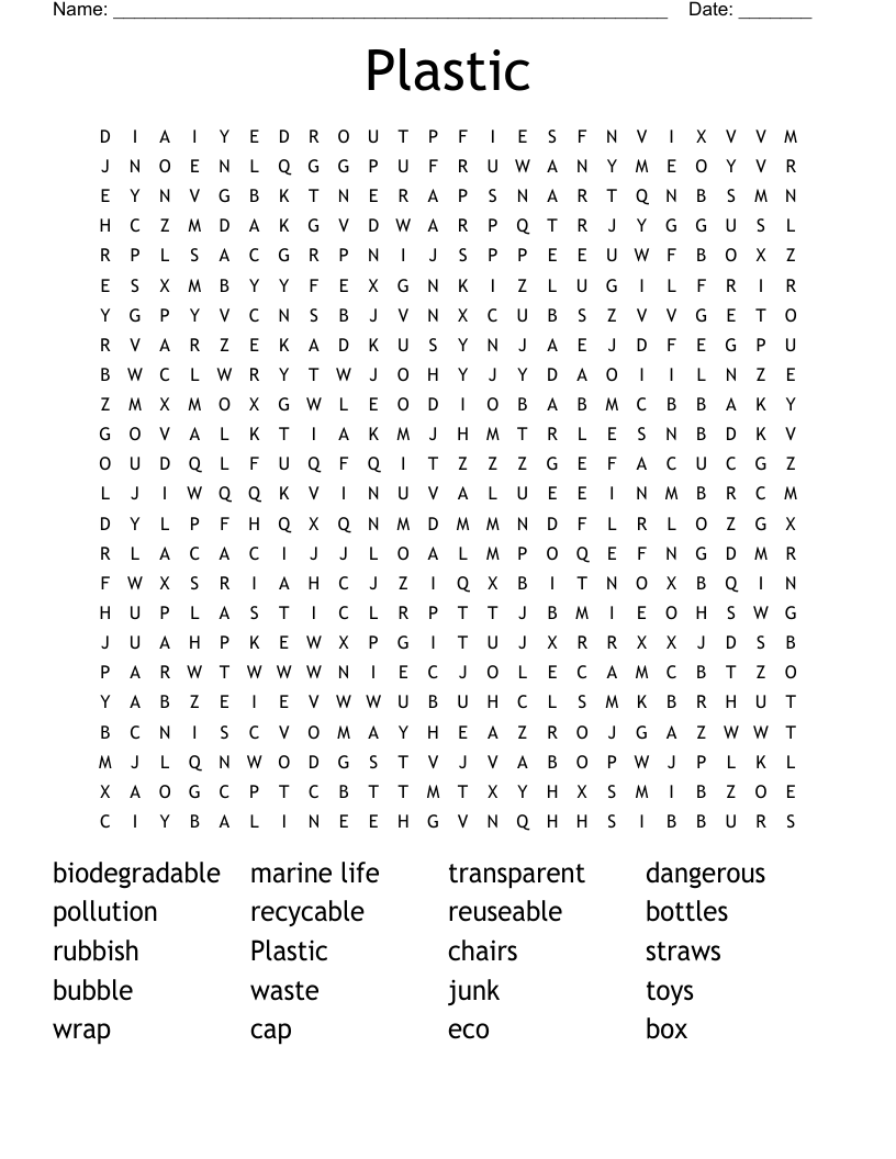 Plastic Word Search
