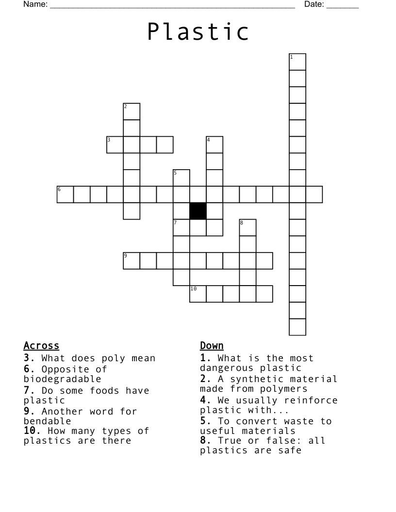 Plastic Crossword