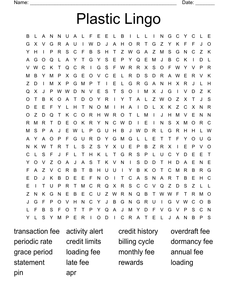 Plastic Lingo Word Search
