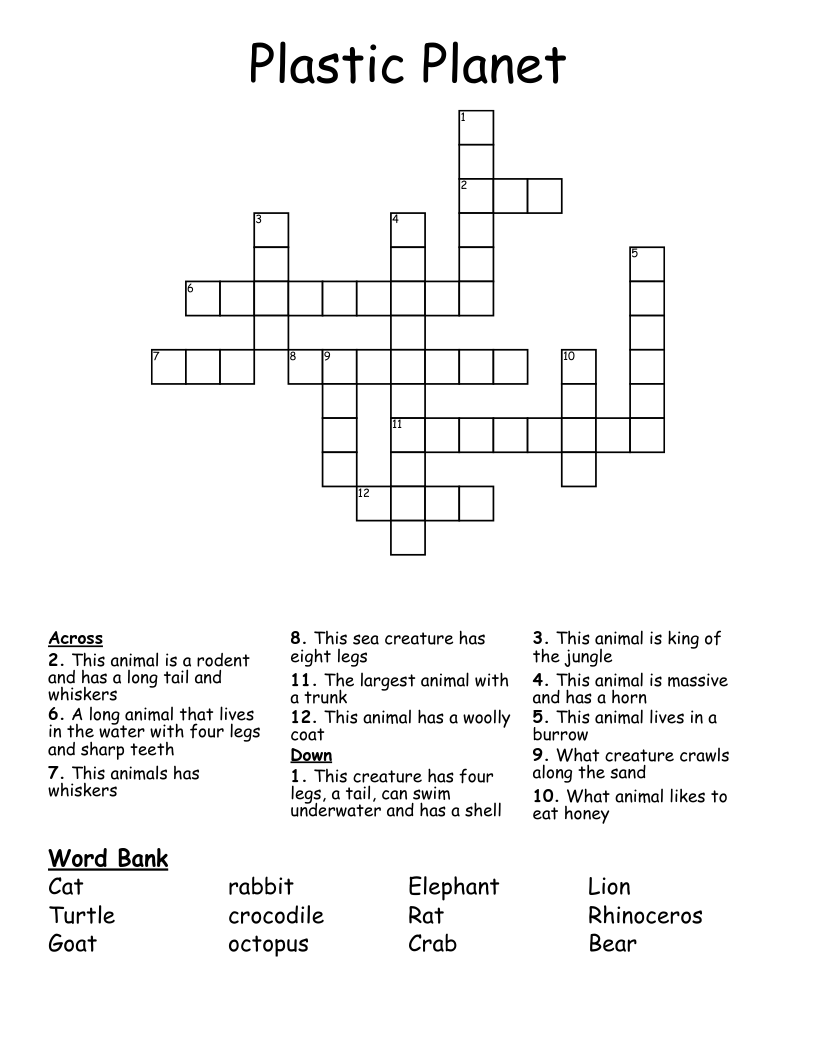 Plastic Planet Crossword