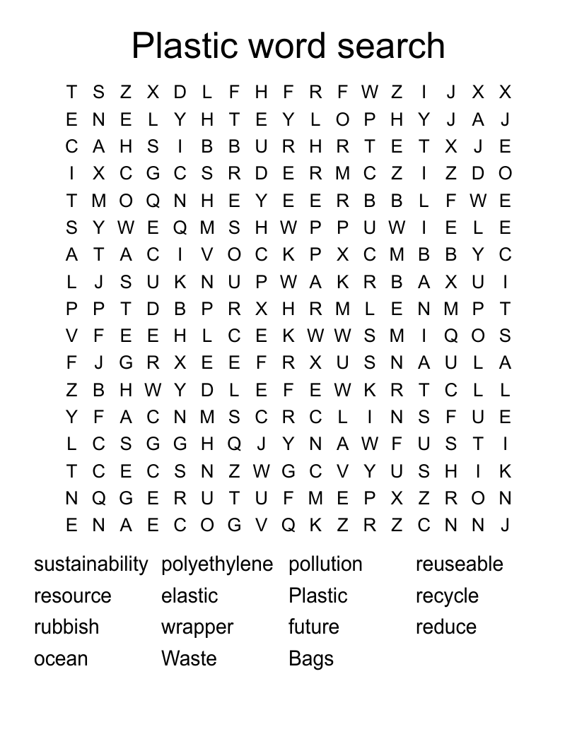Plastic word search