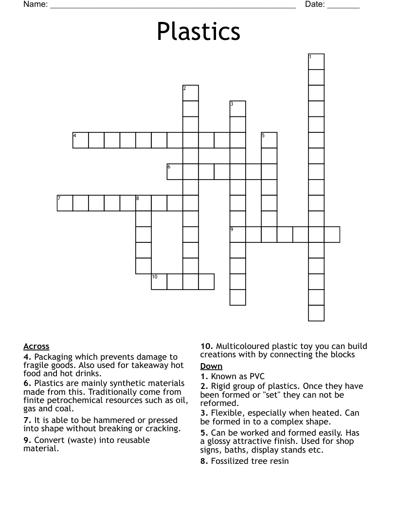 Plastics Crossword