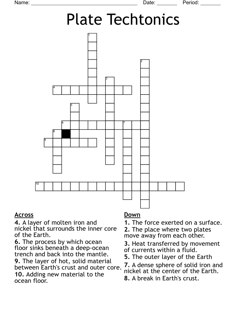 Plate Techtonics Crossword