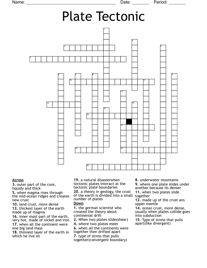 Plate Tectonic Crossword
