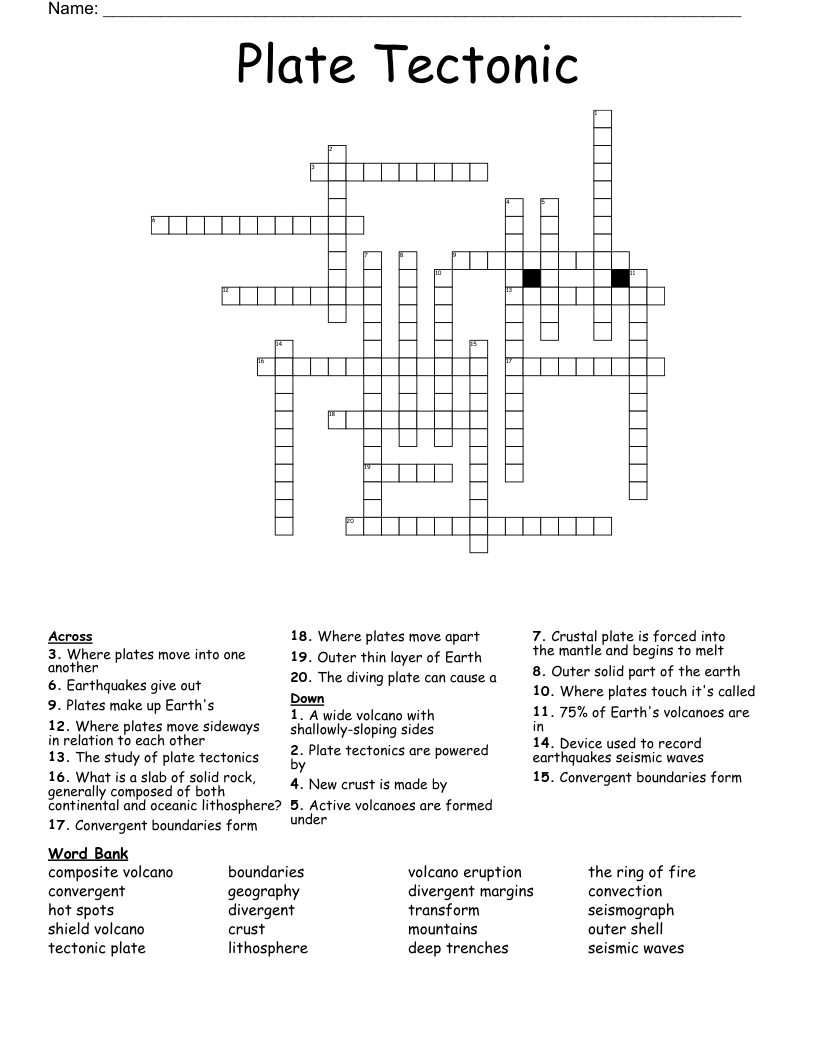 Plate Tectonic Crossword