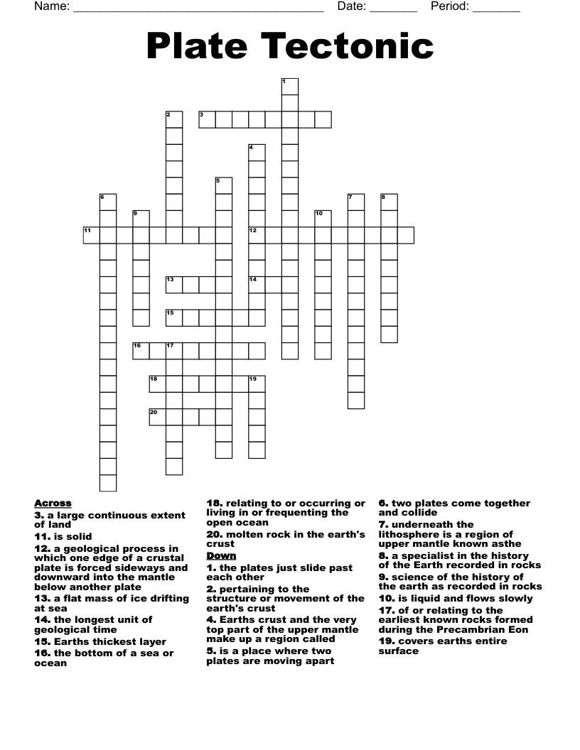 Plate Tectonic  Crossword
