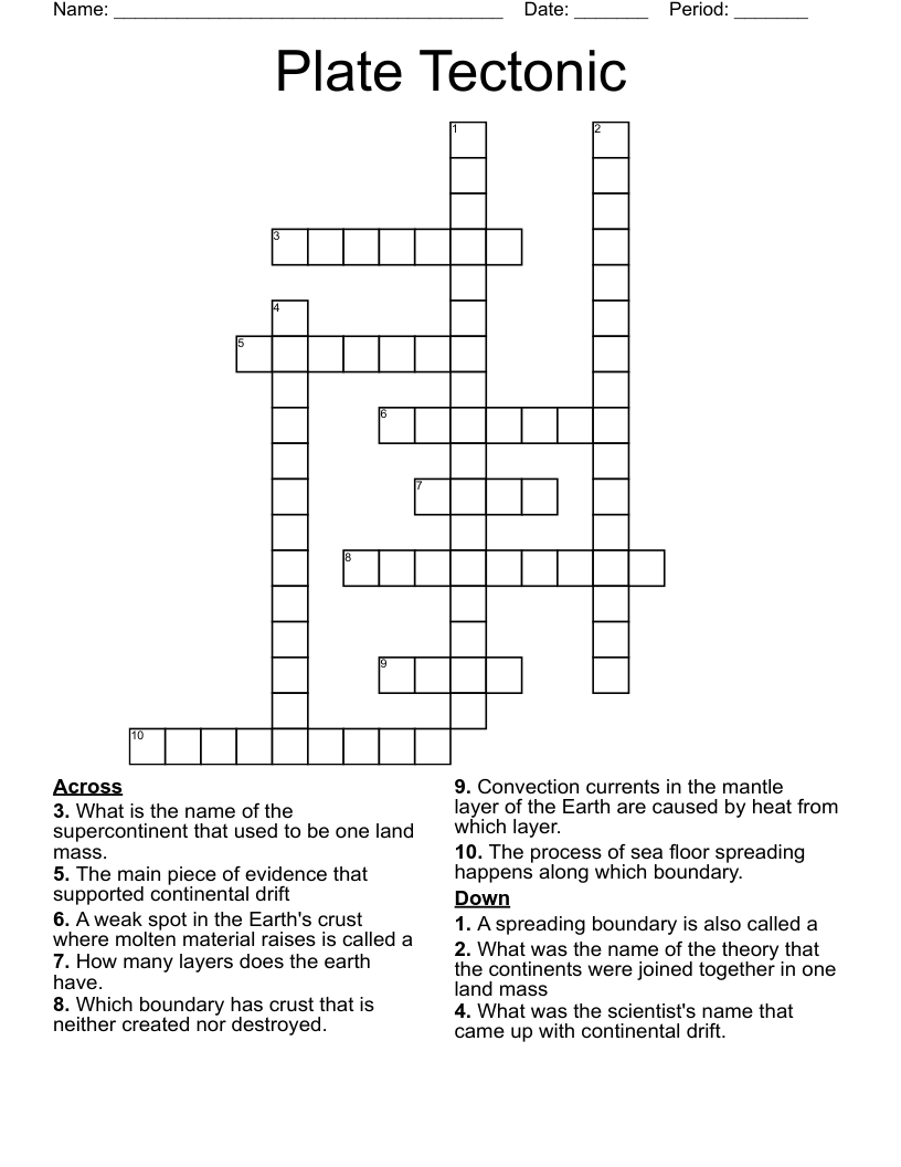 Plate Tectonic   Crossword