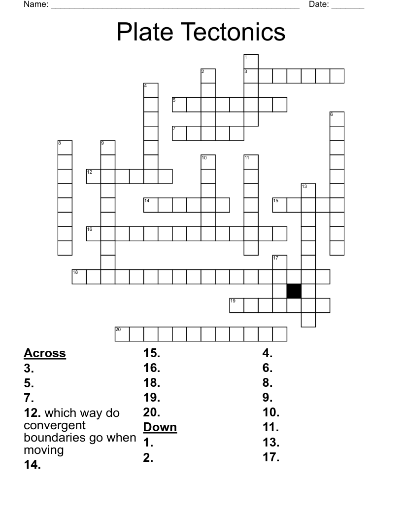 Plate Tectonics Crossword