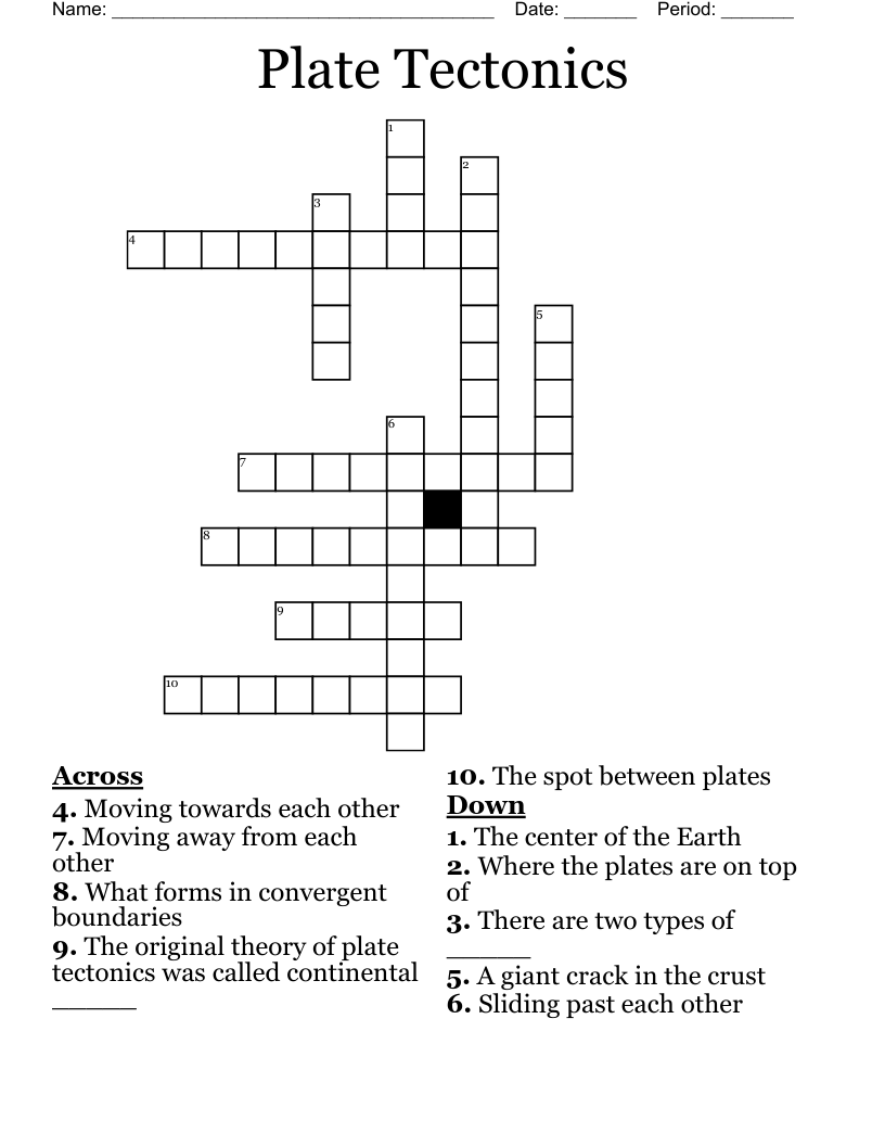 Plate Tectonics Crossword