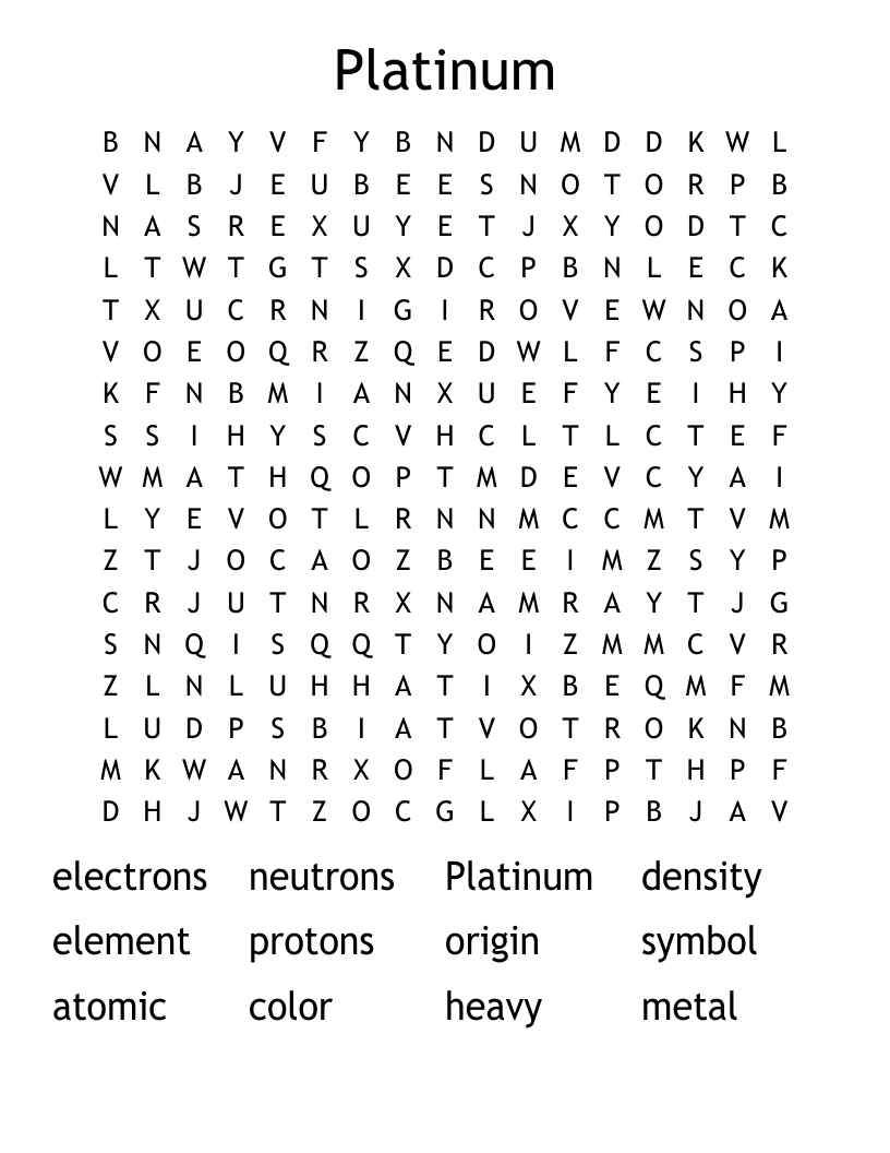 Platinum Word Search