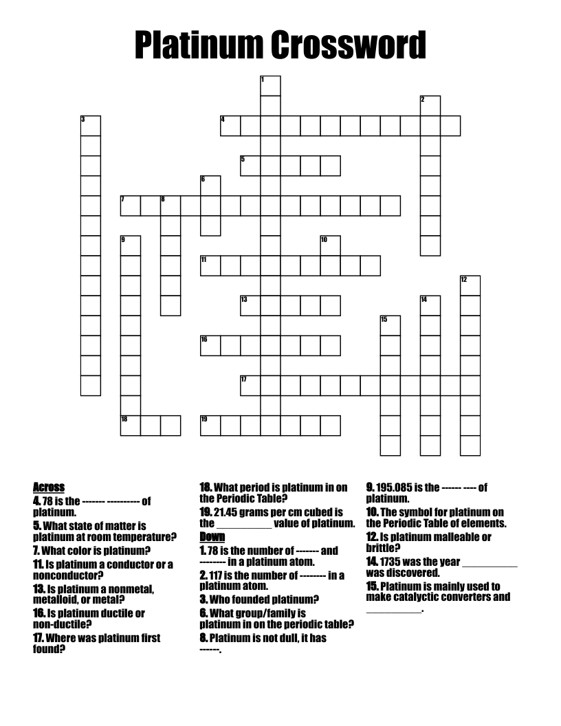 Platinum Crossword
