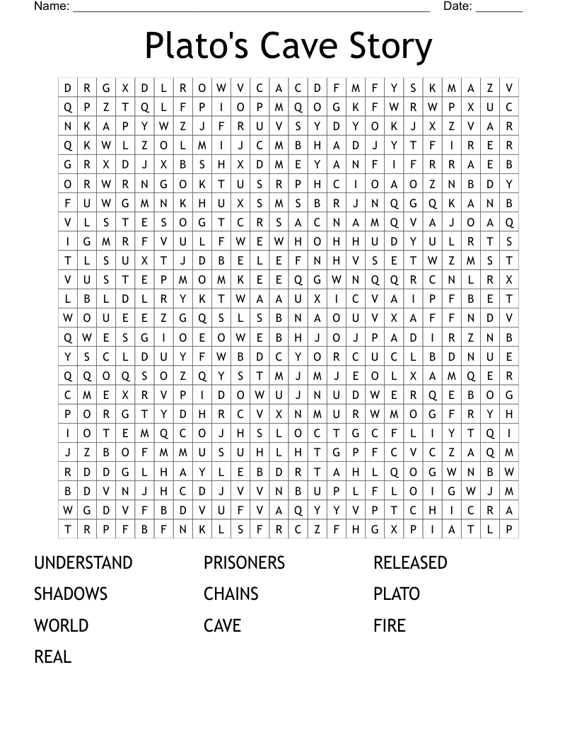 Plato's Cave Story Word Search
