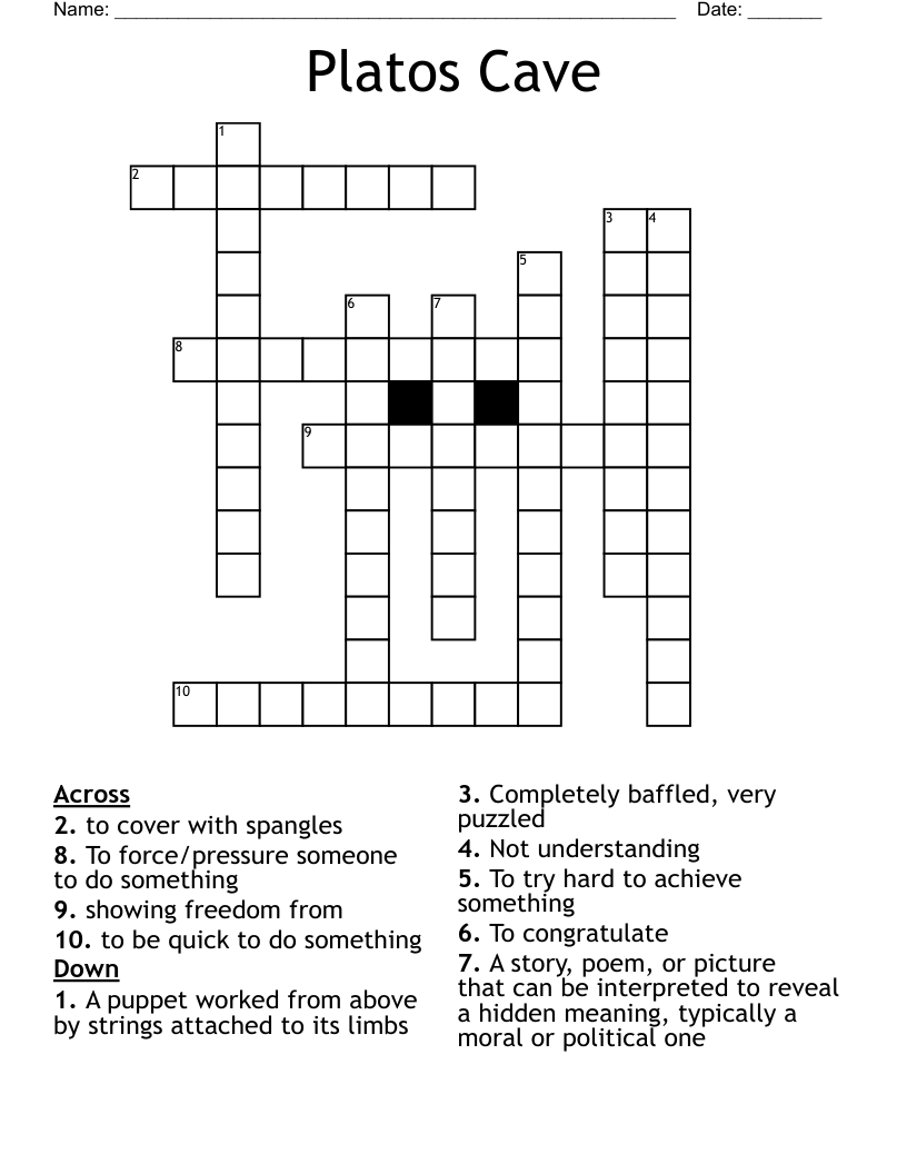 Platos Cave  Crossword