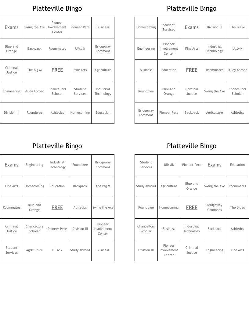 Platteville Bingo