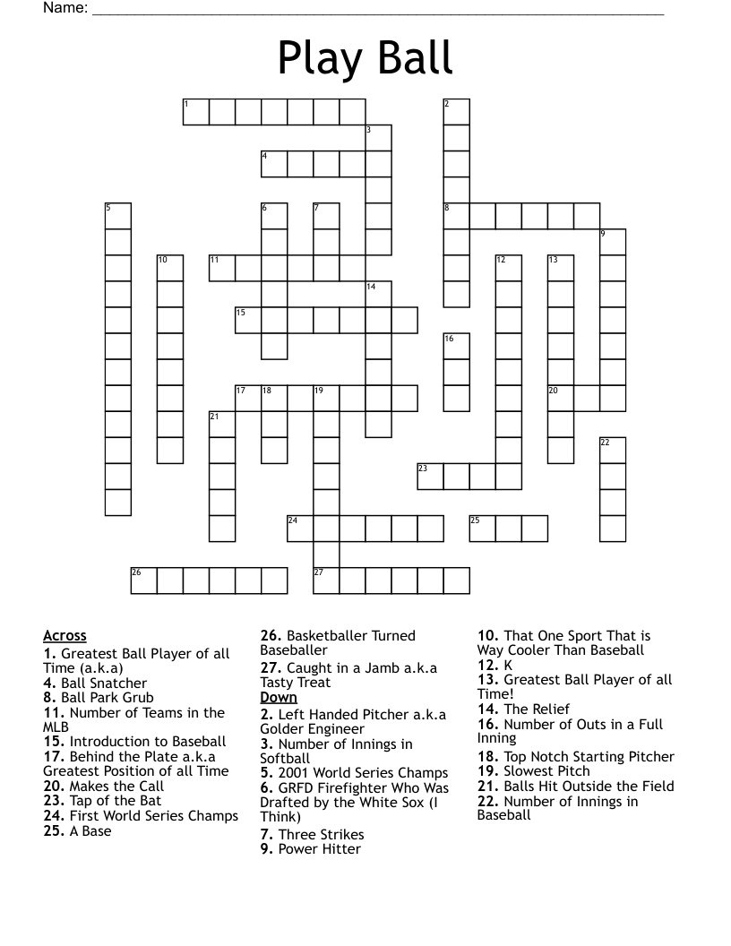 Play Ball Crossword