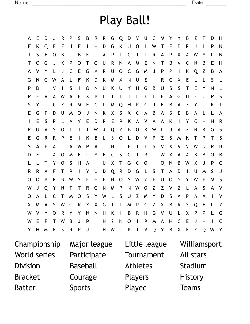 Play Ball!                                          Word Search