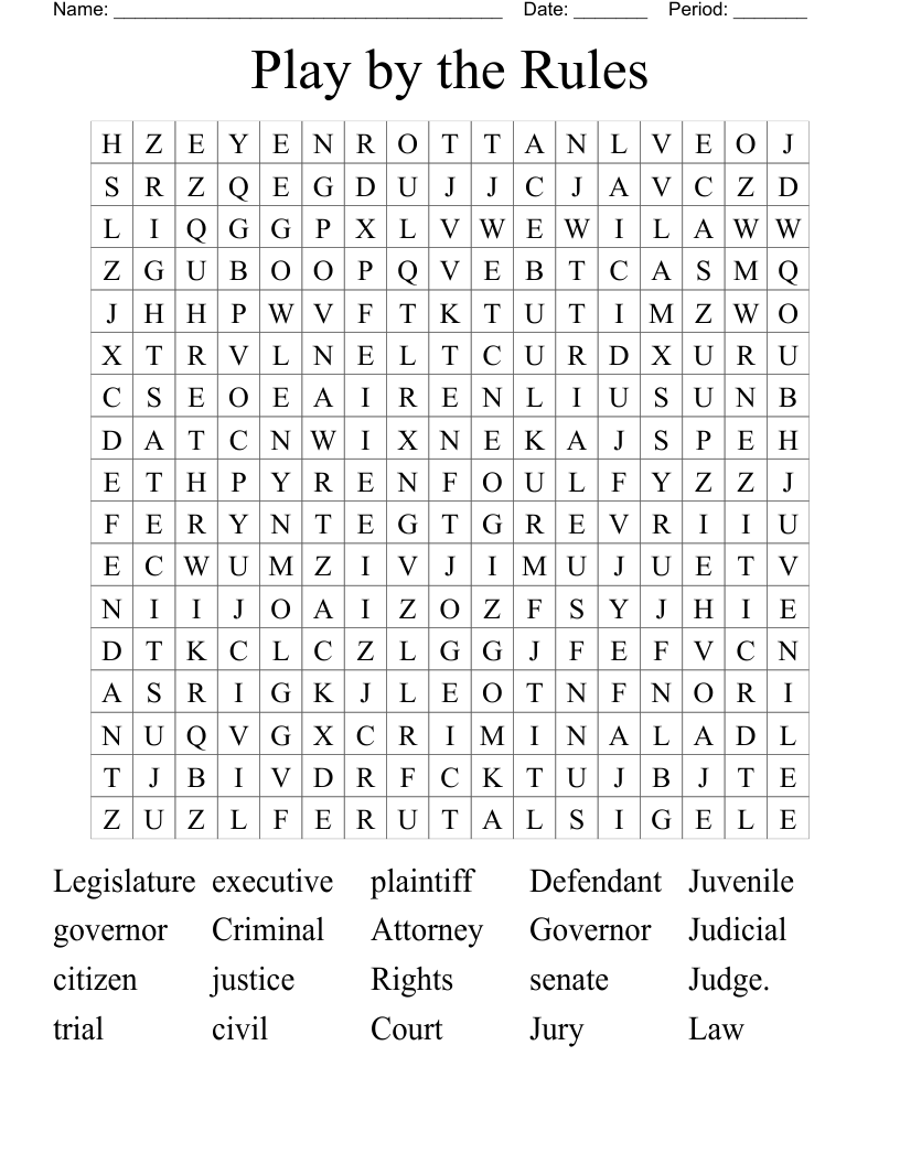 Play by the Rules Word Search