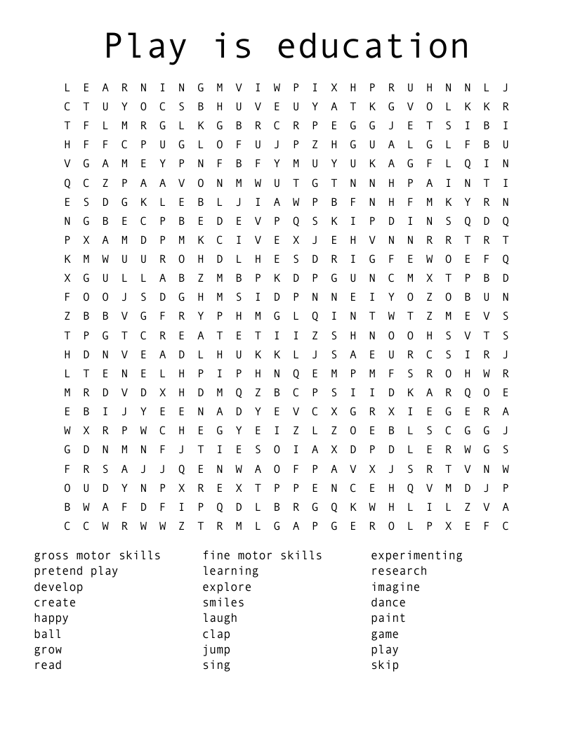 Play is education Word Search