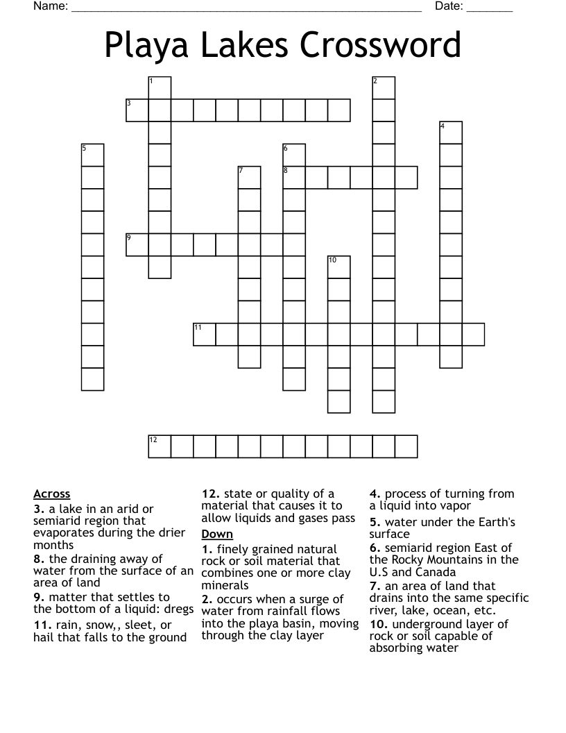 Playa Lakes Crossword