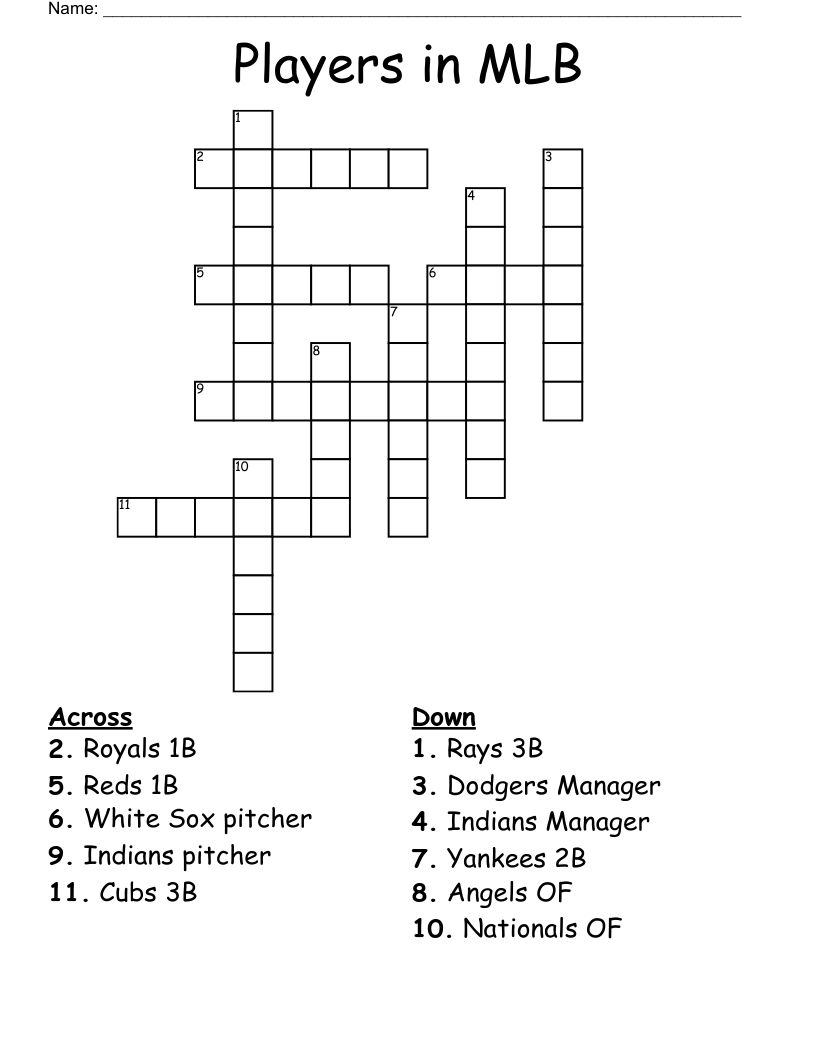 Players in MLB Crossword