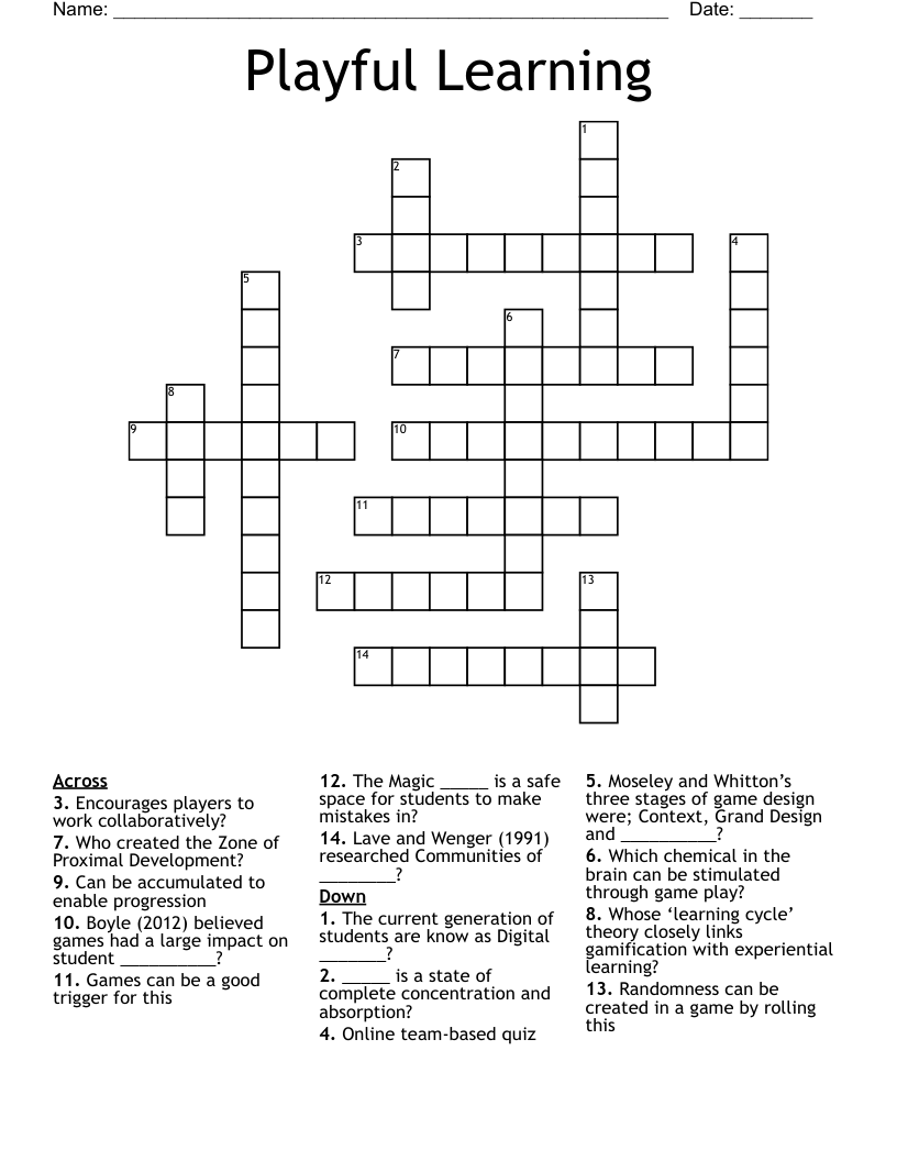 Playful Learning Crossword