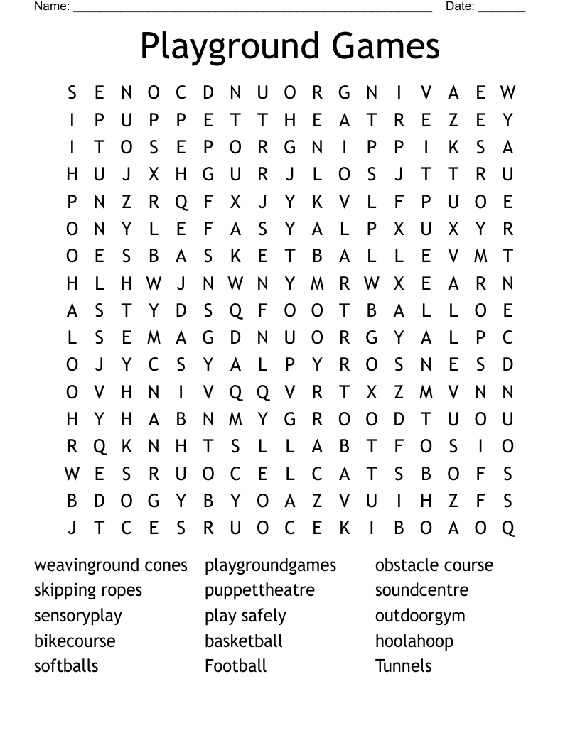 Playground Games Word Search