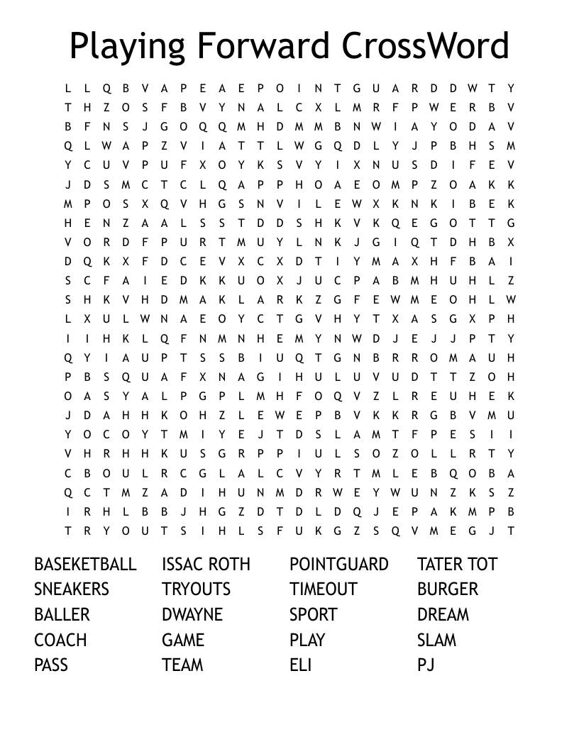 Playing Forward CrossWord Word Search