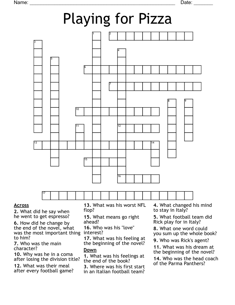 Playing for Pizza Crossword