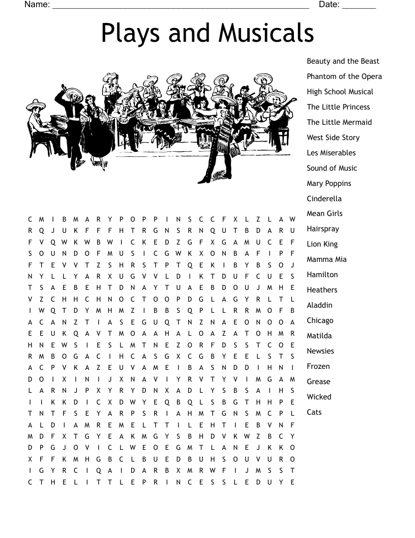 Plays and Musicals Word Search