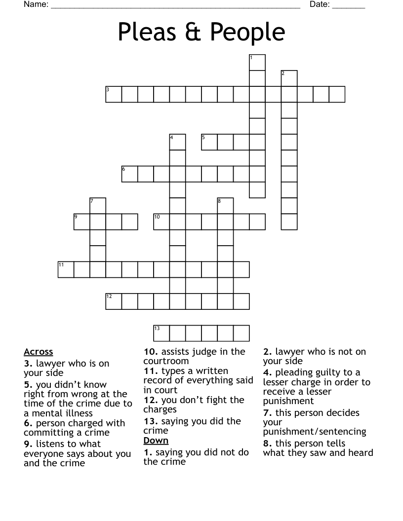 Pleas & People Crossword