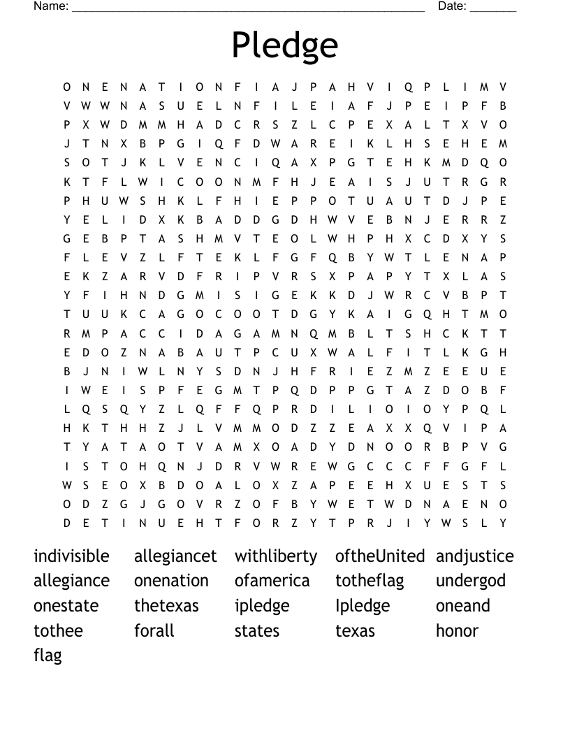 Pledge Word Search